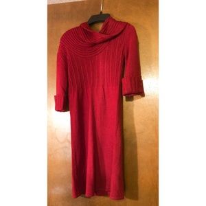 Red sweater dress. Half sleeves. size XS